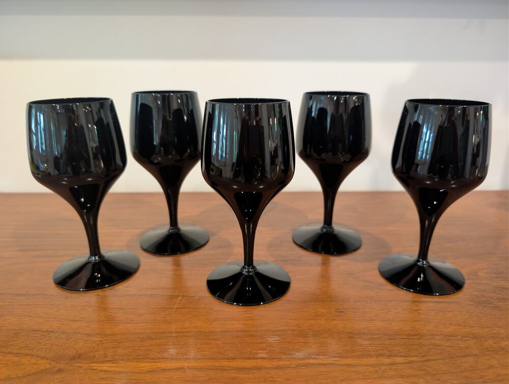 Vintage Morgantown Vision Ebony Tulip Wine Glasses (Set of 5) – MCM Black Glass